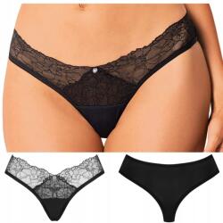 Obsessive Bella Rou Bugyi fekete M/L csipkével és hímzett tüllrel Obsessive (60293)