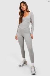 Boohoo Szürke Bordázott Hosszú Ujjú Overál HR6 B18__XL