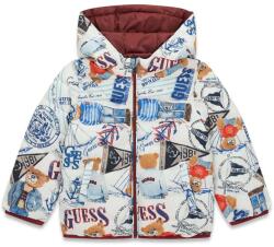 GUESS Преходно яке за мини момче със знамена и мечета с качулка и цип бордо Guess