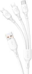 Dudao Cablu pentru incarcare si transfer de date Dudao L8A 3 in 1, USB la USB-C/Lightning/Micro-USB, 6A, 1.2m, Alb (6973687244606)