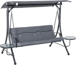 Outsunny hintaágy, 3 ülőhely, napellenző, 2 kisasztallal