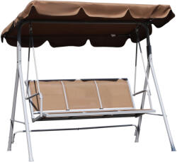 Outsunny Garden Swing 2 üléses fém váz, barna 170x112x153 cm