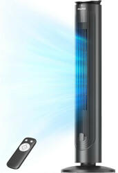 Pelonis ventilátor, 5 sebességfokozat, 106 cm, 60°-os oszcilláció, távirányító, 9 órás időzítő, 4 üzemmód, 33 dB, kompakt kialakítás, csendes, fekete