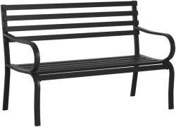 Outsunny fekete, vízálló fém kültéri pad, kétszemélyes kerti pad, 127 x 62 x 82 cm - max. 240 kg