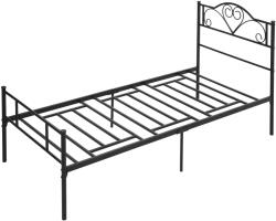 HomCom Egyszemélyes Acél Ágykeret Beépített Lécekkel, Fejtámlával és Lábvéggel, 90x200 cm