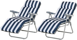 Outsunny 2 összecsukható napozóágy, fehér / kék