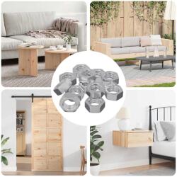 vidaXL Hatszögletű Anya Egyszínű 12 pcs Ezüst M6 Vas (864473)