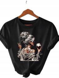 Shein Fekete Női Póló Bormintával M 1KG