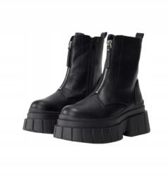 Even&Odd Fekete Platformos Bakancs, Size 40, cipzáras (EV411N0MS)