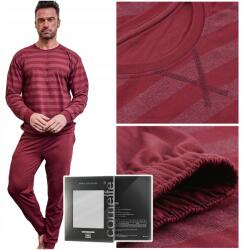 Cornette Férfi Pizsama Hosszú Ujjú Bordó Csíkos Pamut XXL Méret (117/320)