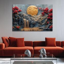 DUBLEZ Fából készült kép - Arany hold a vízesés felett | DUBLEZ