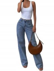 Shein Farmer nadrág, Mom Jeans, magas derekú, kék, Size XS (sz2410111080322306)