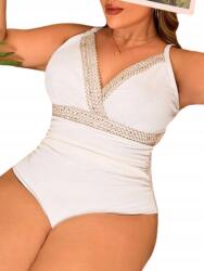 Shein Fehér Egyrészes Plus Size Fürdőruha 48 1JE Hímzéssel