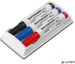 ICO Tábla- és flipchart marker készlet tartóban, 1-3 mm, kúpos, ICO "11 XXL", 3 különböző szín +táblatörlő (9570165002) - alter