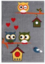 Delta Carpet Covor Dreptunghiular pentru Copii, 120 x 170 cm, Gri, Kolibri Model Bufnite 11205/190 (KOLIBRI-11205-190-1217) Covor