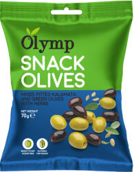 Olymp snack fűszerezett zöld és kalamata magozott olajbogyó 70 g