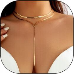  Vaskos arany choker nyaklánc nőknek 585 arany 14 karátos hosszú kígyólánc csepp alakú medállal (746364405982)