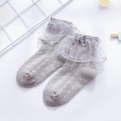 SBebe Sosetele gri cu model din tesatura si volanas din tulle