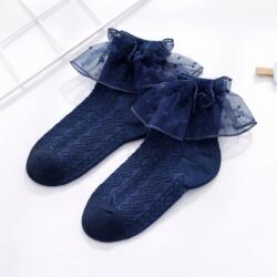 SBebe Sosetele bleumarin cu model din tesatura si volanas din tulle