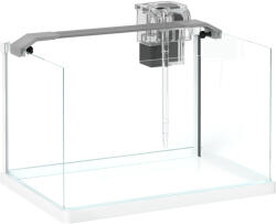 PawHut üveg aranyhalas akvárium LED világítással, szűrővel és vízpumpával, 38x26x27 cm, fehér