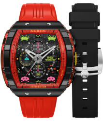 Nubeo Мъжки часовник Nubeo Magellan Chronograph Space Invaders - Pixel Red Limited (NB-6024-SI-06) Часовници