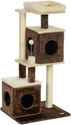 PawHut Macskakaparófa 2 Házikóval, Ágyjal, Ugrálóplatformokkal és Labdával, Fa, 55x48x107 cm