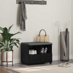 vidaXL Előtér pad párnával fiókkal Fekete tölgy 60 x 38 x 46 cm (891449)