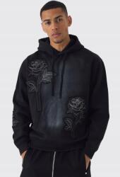 Boohooman Fekete Hímzett Pulóver 7L1 B18__M