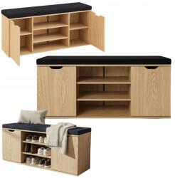 BOXIMO Cipősszekrény Mdf ülőfelülettel Barna Előszobai tároló 103x30x46 (B10005WO)