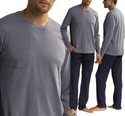 Atlantic Kényelmes férfi pamut pizsama Atlantic NMP-373 kényelmes alvást biztosít XL (NMP-373 SZARY-MELANŻ/CZARNY)