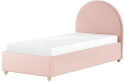 VIPACK Rózsaszín kárpitozott ágyneműtartós egyszemélyes ágy ágyráccsal 90x200 cm Moon - Vipack