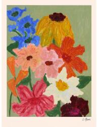 The Poster Club Poszter 50x70 cm Flowers on Sage Green - Carla Llanos - The Poster Club