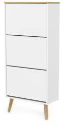 Tenzo Dot fehér cipősszekrény tölgyfa dekorral, 3 billenős fiókkal - Tenzo