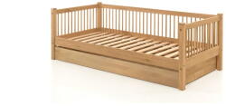 VIPACK Natúr színű tölgyfa ágyneműtartós gyerekágy kihúzható pótággyal 90x200 cm Forrest - Vipack