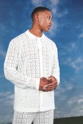 Boohoo Kötött Áttört Galléros Ing Gombokkal Casual 052 B18__M