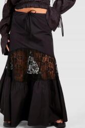 Boohoo Fekete Maxi Csipkés Szoknya 84U B18__46