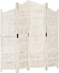 vidaXL 4-paneles fehér mangófa kézzel faragott térelválasztó 160x165cm (285327)