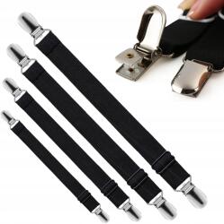  Szalag Csipeszek Gumiszalagok Lepedőhöz Csipesz Akasztó 4 db (CZARNY KLIPS ZAPINKA TAŚMA DO PRZEŚCIERADŁA)