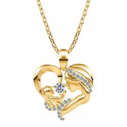 Larezo Arany Nyaklánc 925 Anya és gyermeke a szívben Anyának Szív Aranyozott 585 (dla żony córki z sercem cyrkoniami serduszko)