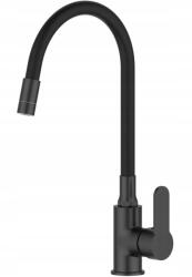 INVENA Xanti Mosogató Csaptelep Mozgatható, 2F Kifolyócsővel, Fekete (BZ-37-004-L)