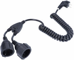 as - Schwabe Cablu spiralat cu contact de protectie bidirectional, negru H05VV-F 3G1, 5 230V 16A max. 3500W- IP20 extensie pana la 2, 5 m (70429)