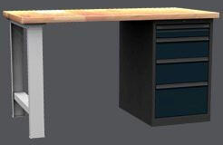  DPS-01-B munkapad egyoldali lábbal, 1500 mm széles