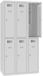  Sms 332 rövidajtós iskolai öltözőszekrény (6 ajtó, teli lábazaton)