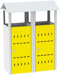  KOS_1303_S2 kültéri szelektív hulladékgyűjtő (fém, 2x 50L, zárható)
