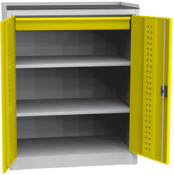  DUS_12_B szerszámtároló fémszekrény munkafelülettel (2 db polc, 1 fiók), ECO
