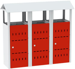  KOS_1303_S3 kültéri szelektív hulladékgyűjtő (fém, 3x 50L, zárható)