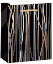 IRIS Matt papírtasak boros fekete/bronz csíkos 12x36 cm 370489