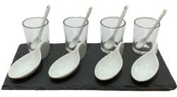 Excellent Houseware kerek tálalókészlet, pala / porcelán, 30x15 cm, fekete / fehér (KO-278000480C)