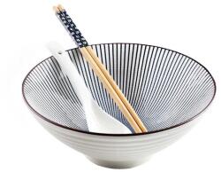 Ibili Ramen tálalókészlet, 3 db, porcelán/bambusz, 21x8, 5cm. 1, 15 l, fehér/fekete (IB-693410)