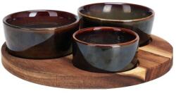 Excellent Houseware tálalókészlet, bambusz/kerámia, 20x1, 2 cm, barna (KO-278000710M)